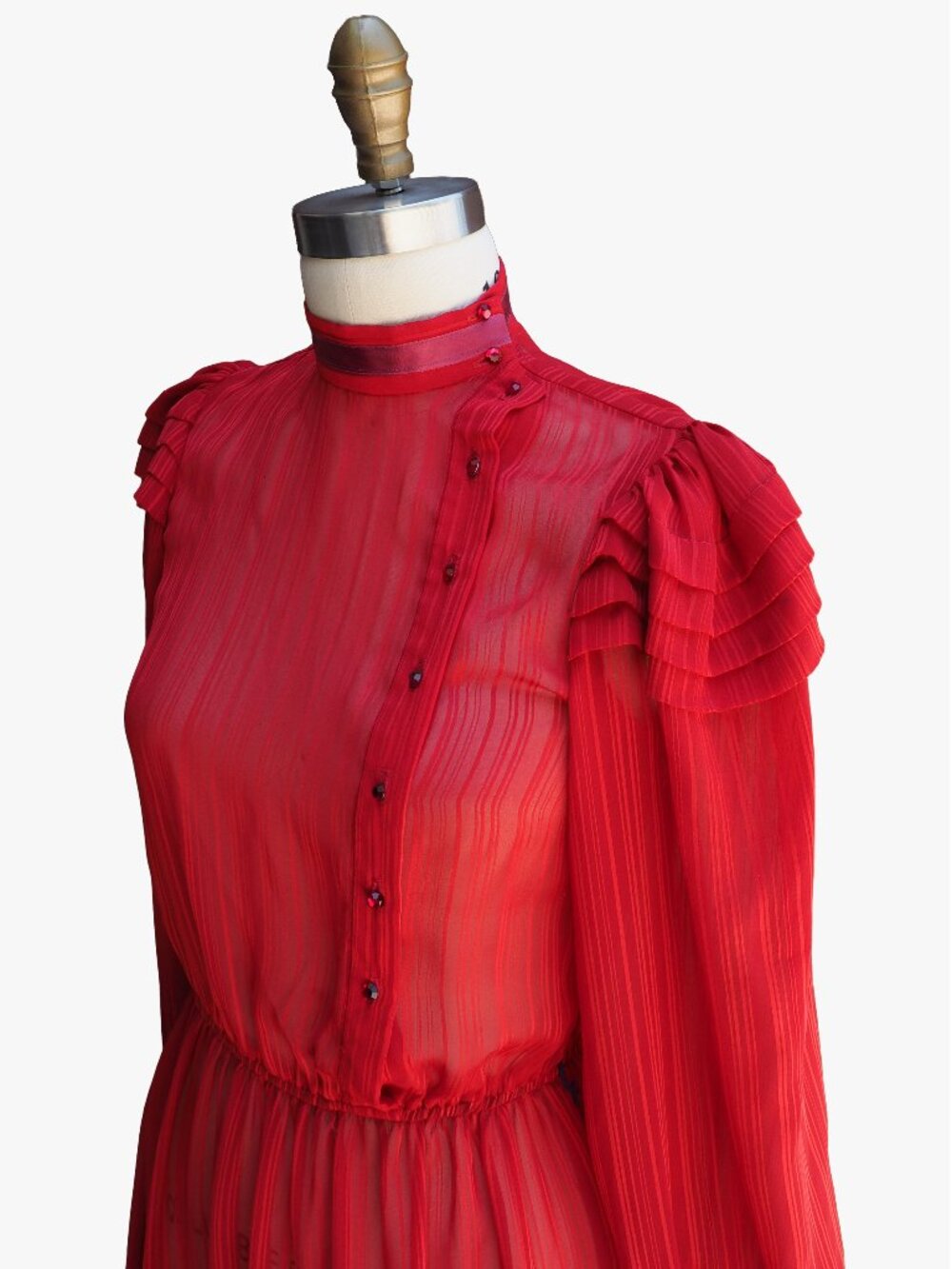 Flirty High Neck Sheer Longsleeve Dress